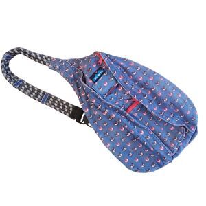 KAVU Limited Edition Rope Sling Crossbody Bag Fox Print Blue